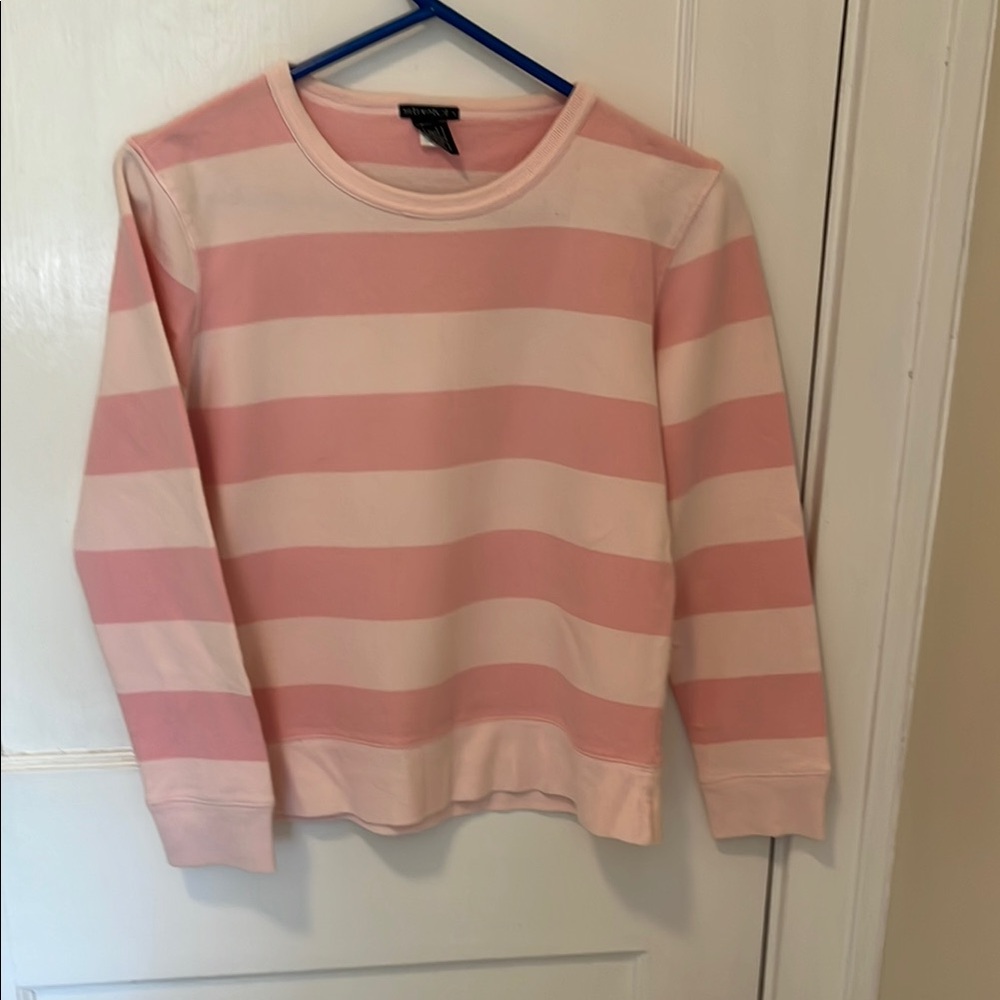 GAP Pink Crew Neck Sweatshirt with Stripes